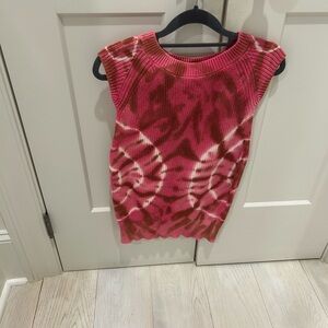 Sleeveless Pink Tie-Dye Ribbed Knit Tank Top